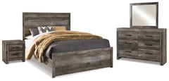 Best Deals Furniture - Ashley Furniture - Wynnlow Queen Panel Bed with Mirrored Dresser and Nightstand - Queen Panel Bed with Mirrored Dresser and Nightstand / Gray - B440B22