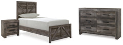 Best Deals Furniture - Ashley Furniture - Wynnlow Twin Panel Bed, Dresser and Nightstand - Twin Panel Bed, Dresser and Nightstand / Gray - B440B38
