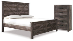 Best Deals Furniture - Ashley Furniture - Wynnlow King Crossbuck Panel Bed and Chest - King Crossbuck Panel Bed and Chest / Gray - B440B43
