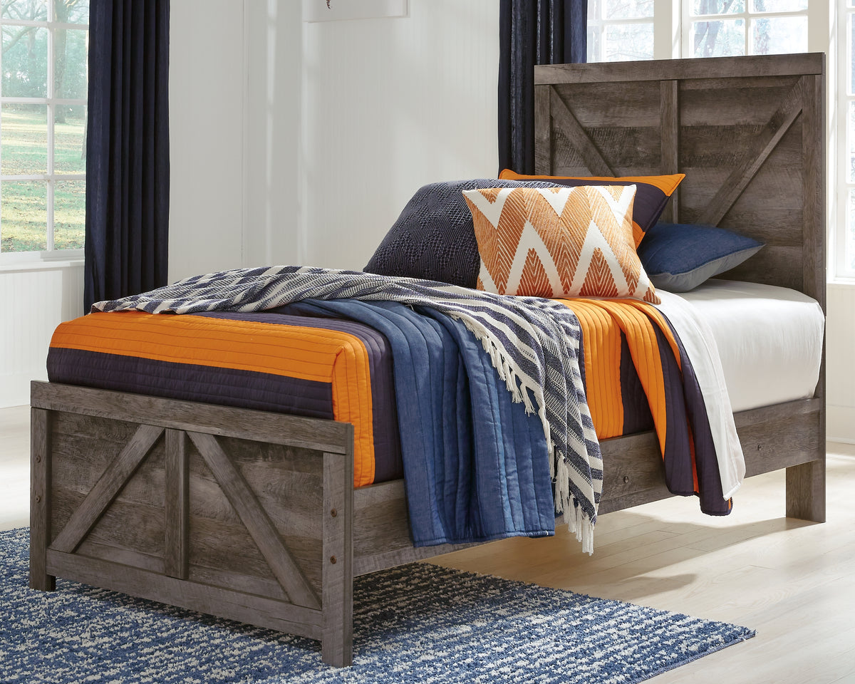 Best Deals Furniture - Ashley Furniture - Wynnlow Twin Crossbuck Panel Bed - Twin Crossbuck Panel Bed / Gray - B440B16