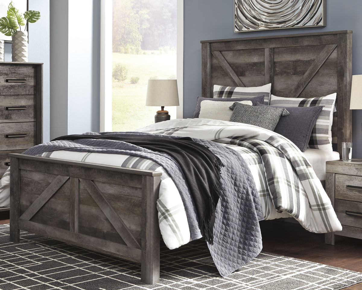 Best Deals Furniture - Ashley Furniture - Wynnlow Queen Crossbuck Panel Bed - Queen Crossbuck Panel Bed / Gray - B440B9