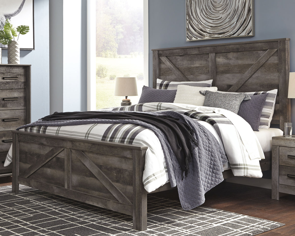 Best Deals Furniture - Ashley Furniture - Wynnlow King Crossbuck Panel Bed - King Crossbuck Panel Bed / Gray - B440B11