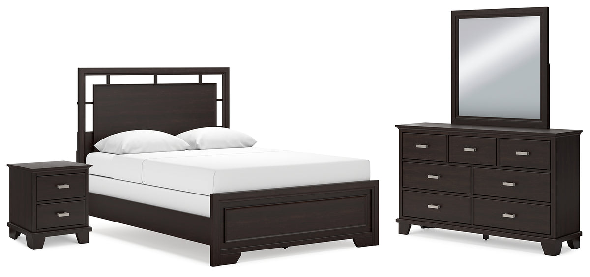 Best Deals Furniture - Ashley Furniture - Covetown Queen Panel Bed, Dresser, Mirror and Nightstand - Queen Panel Bed, Dresser, Mirror and Nightstand - B441B12