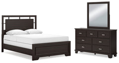Best Deals Furniture - Ashley Furniture - Covetown Queen Panel Bed, Dresser and Mirror - Queen Panel Bed, Dresser and Mirror - B441B7