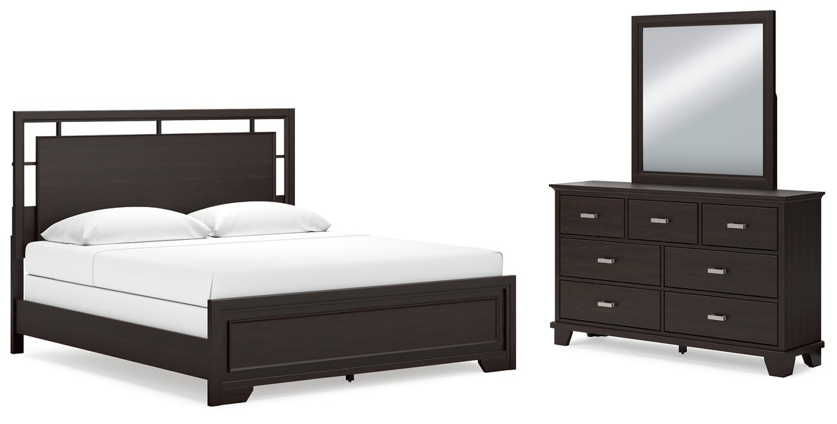 Best Deals Furniture - Ashley Furniture - Covetown King Panel Bed, Dresser and Mirror - King Panel Bed, Dresser and Mirror - B441B10