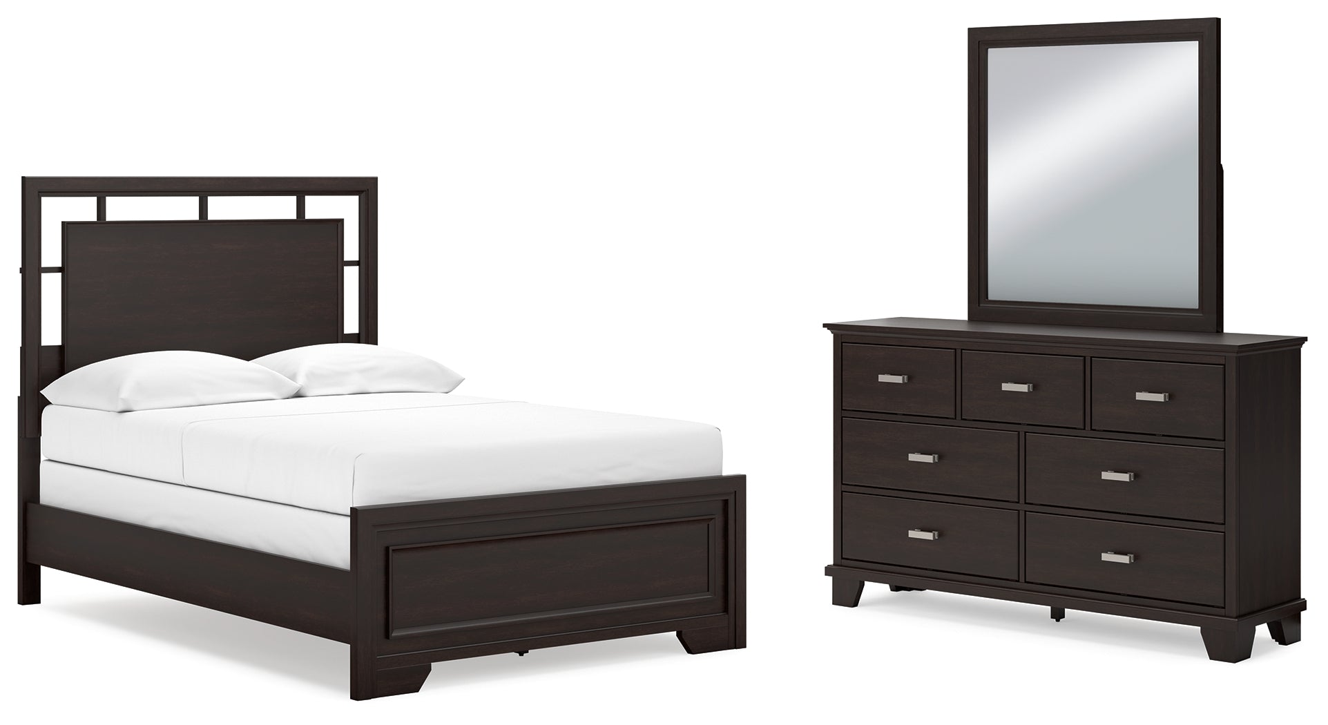 Best Deals Furniture - Ashley Furniture - Covetown Full Panel Bed, Dresser and Mirror - Full Panel Bed, Dresser and Mirror - B441B5