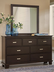 Best Deals Furniture - Ashley Furniture - Covetown Dresser and Mirror - Dresser and Mirror / Dark Brown - B441B1