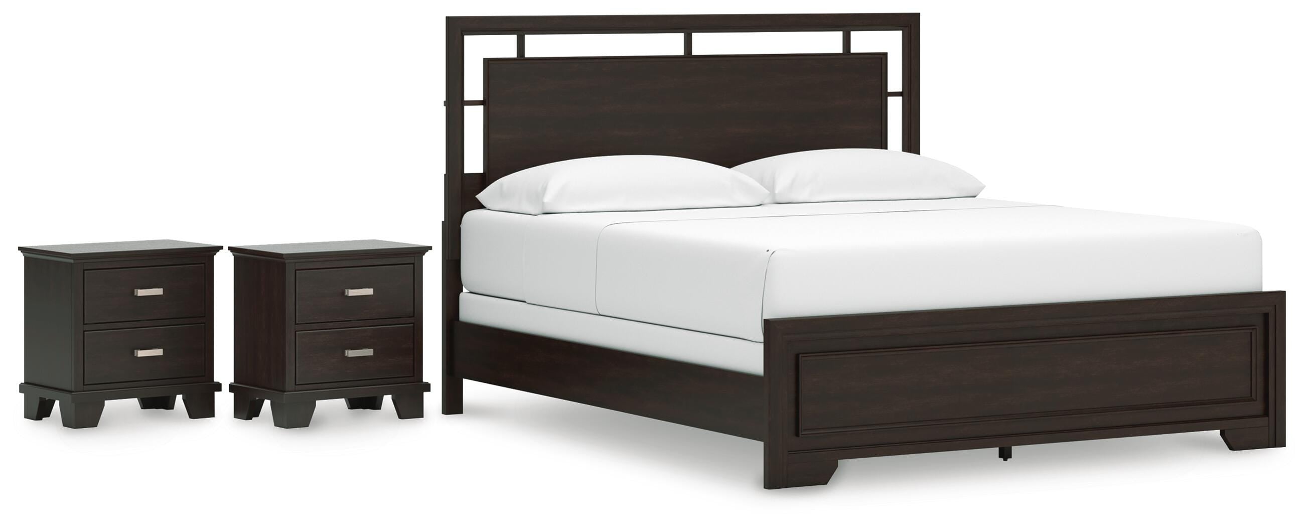 Best Deals Furniture - Ashley Furniture - Covetown California King Panel Bed and 2 Nightstands - California King Panel Bed and 2 Nightstands - B441B18