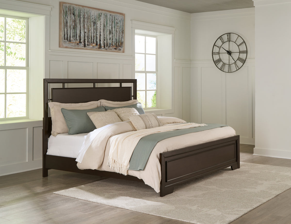 Best Deals Furniture - Ashley Furniture - Covetown California King Panel Bed - California King Panel Bed / Dark Brown - B441B9