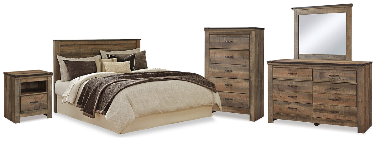 Best Deals Furniture - Ashley Furniture - Trinell Queen Panel Headboard, Dresser, Mirror, Chest and Nightstand - Queen Panel Headboard, Dresser, Mirror, Chest and Nightstand / Brown - B446B90