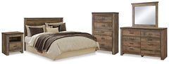 Best Deals Furniture - Ashley Furniture - Trinell Queen Panel Headboard, Dresser, Mirror, Chest and Nightstand - Queen Panel Headboard, Dresser, Mirror, Chest and Nightstand / Brown - B446B90