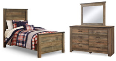 Best Deals Furniture - Ashley Furniture - Trinell Twin Panel Bed, Dresser and Mirror - Twin Panel Bed, Dresser and Mirror - B446B77