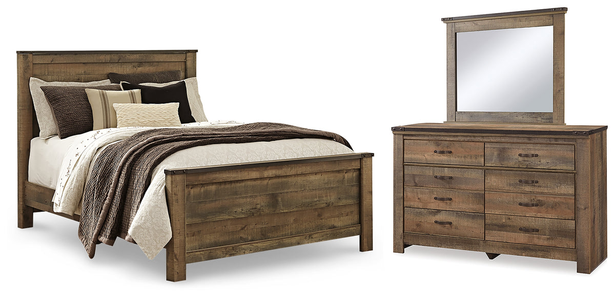 Best Deals Furniture - Ashley Furniture - Trinell Queen Panel Bed, Dresser and Mirror - Queen Panel Bed, Dresser and Mirror - B446B82