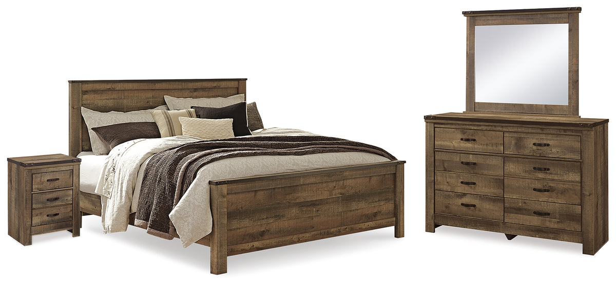 Best Deals Furniture - Ashley Furniture - Trinell King Panel Bed, Dresser, Mirror and Nightstand - King Panel Bed, Dresser, Mirror and Nightstand - B446B94