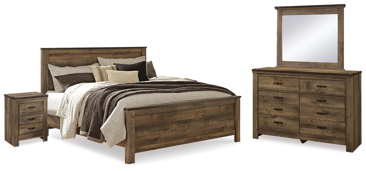 Best Deals Furniture - Ashley Furniture - Trinell King Panel Bed, Dresser, Mirror and 2 Nightstands - King Panel Bed, Dresser, Mirror and 2 Nightstands - B446B74