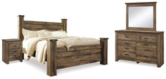 Best Deals Furniture - Ashley Furniture - Trinell King Poster Bed, Dresser, Mirror and Nightstand - King Poster Bed, Dresser, Mirror and Nightstand - B446B75