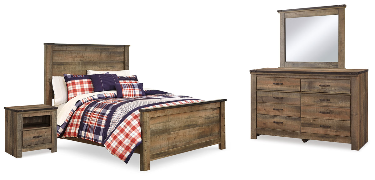 Best Deals Furniture - Ashley Furniture - Trinell Full Panel Bed, Dresser, Mirror and Nightstand - Full Panel Bed, Dresser, Mirror and Nightstand - B446B78