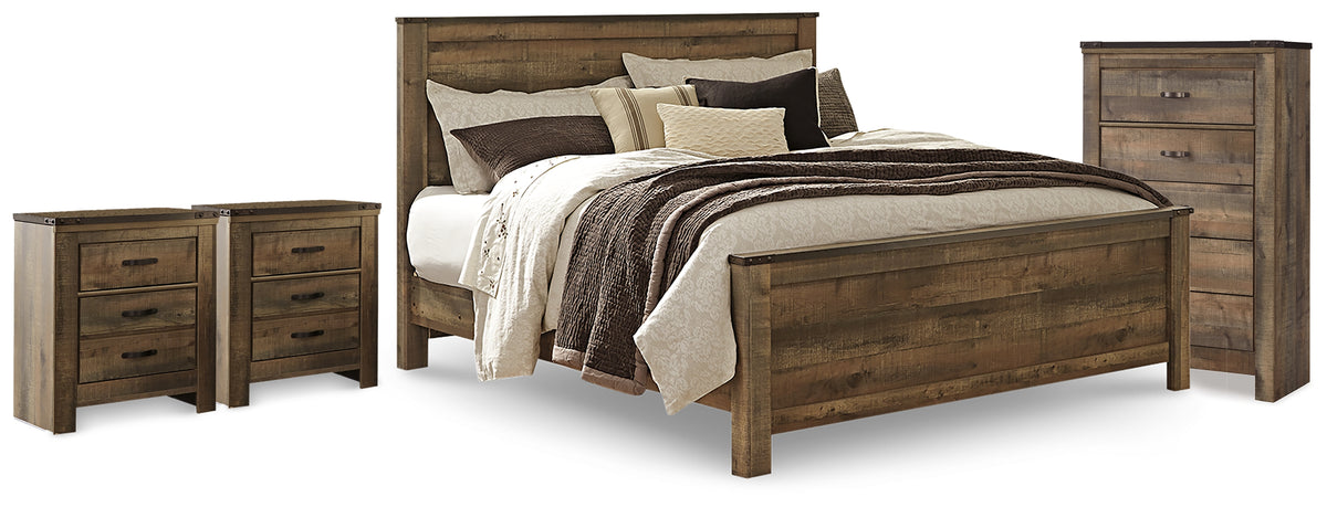 Best Deals Furniture - Ashley Furniture - Trinell King Panel Bed, Chest and 2 Nightstands - King Panel Bed, Chest and 2 Nightstands - B446B96