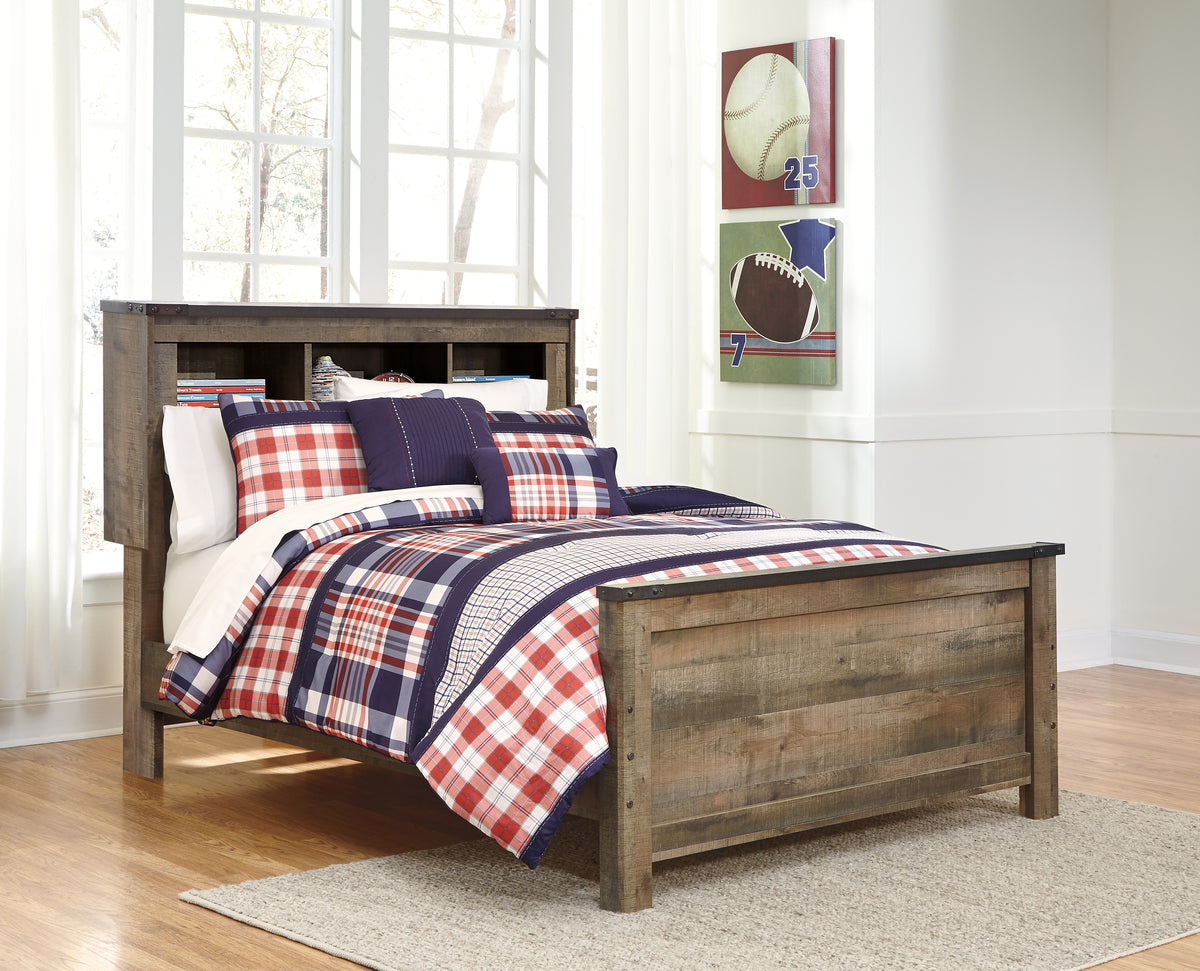Best Deals Furniture - Ashley Furniture - Trinell Full Bookcase Panel Bed - Full Bookcase Panel Bed / Brown - B446B87