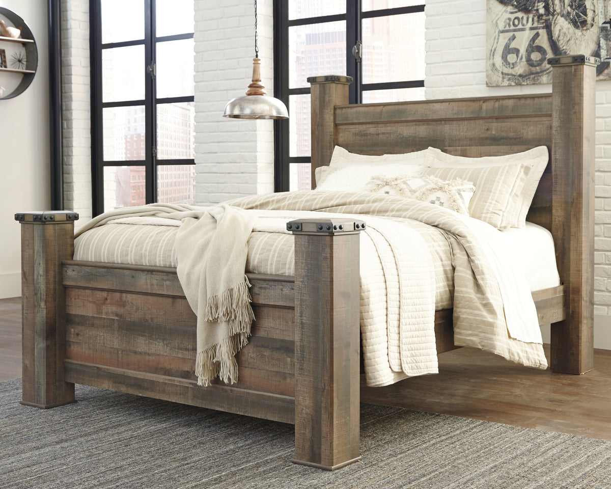 Best Deals Furniture - Ashley Furniture - Trinell Queen Poster Bed - Queen Poster Bed / Brown - B446B40