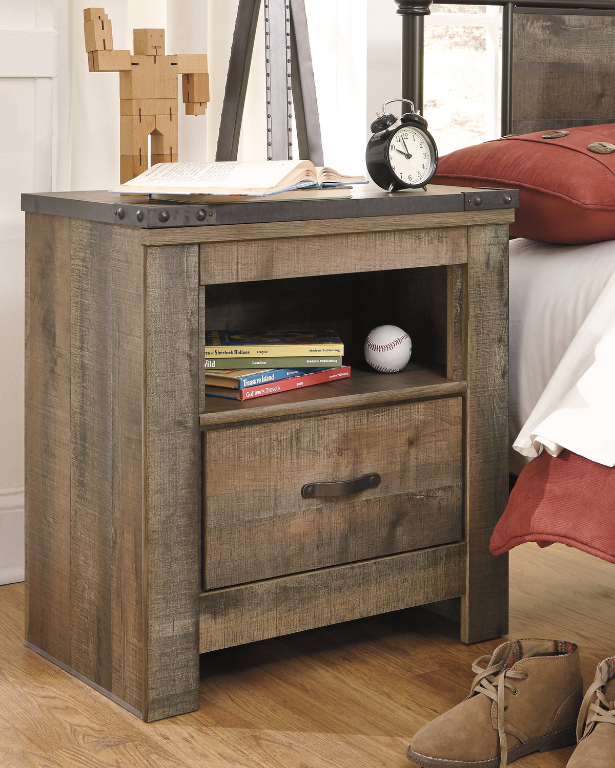 Best Deals Furniture - Ashley Furniture - Trinell Nightstand - One Drawer Night Stand / Brown - B446-91
