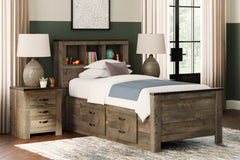 Best Deals Furniture - Ashley Furniture - Trinell Twin Bookcase Bed with 2 Storage Drawers - Twin Bookcase Bed with 2 Storage Drawers / Brown - B446B17