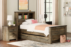 Best Deals Furniture - Ashley Furniture - Trinell Twin Bookcase Bed with 1 Large Storage Drawer - Twin Bookcase Bed with 1 Large Storage Drawer / Brown - B446B22