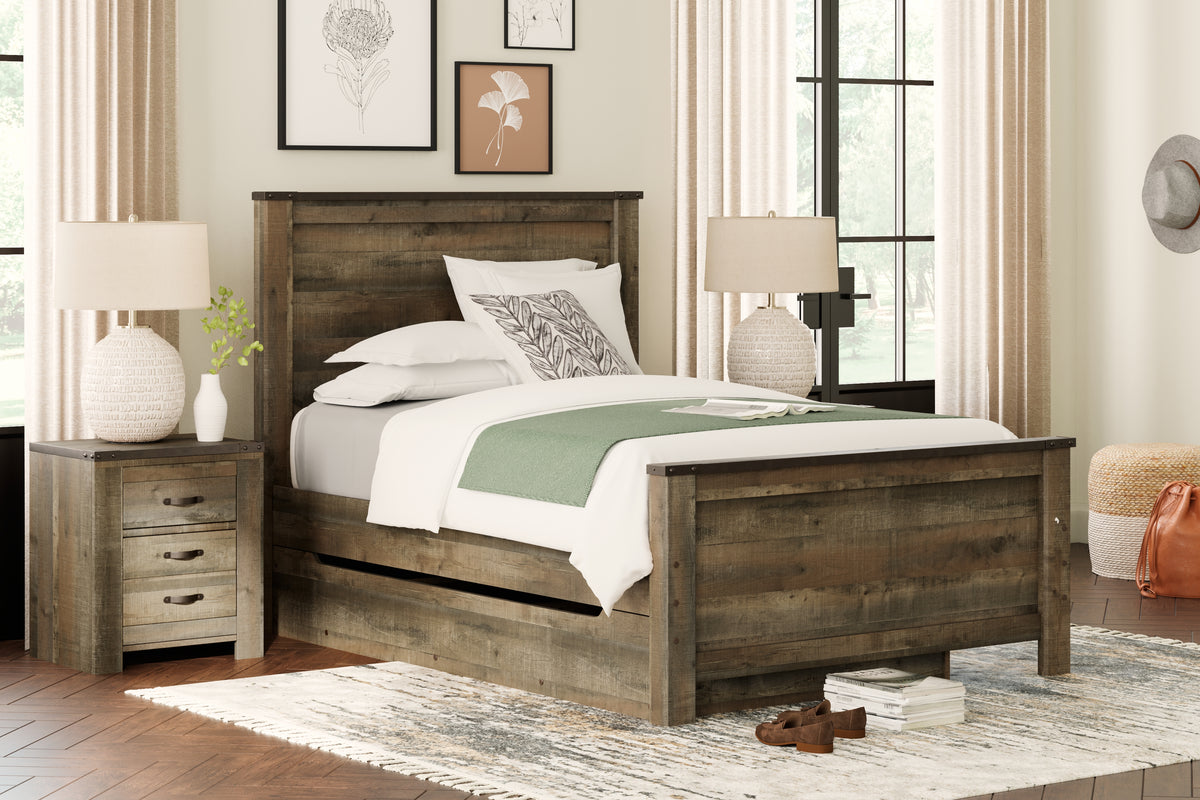 Best Deals Furniture - Ashley Furniture - Trinell Full Panel Bed with 1 Large Storage Drawer - Full Panel Bed with 1 Large Storage Drawer / Brown - B446B9