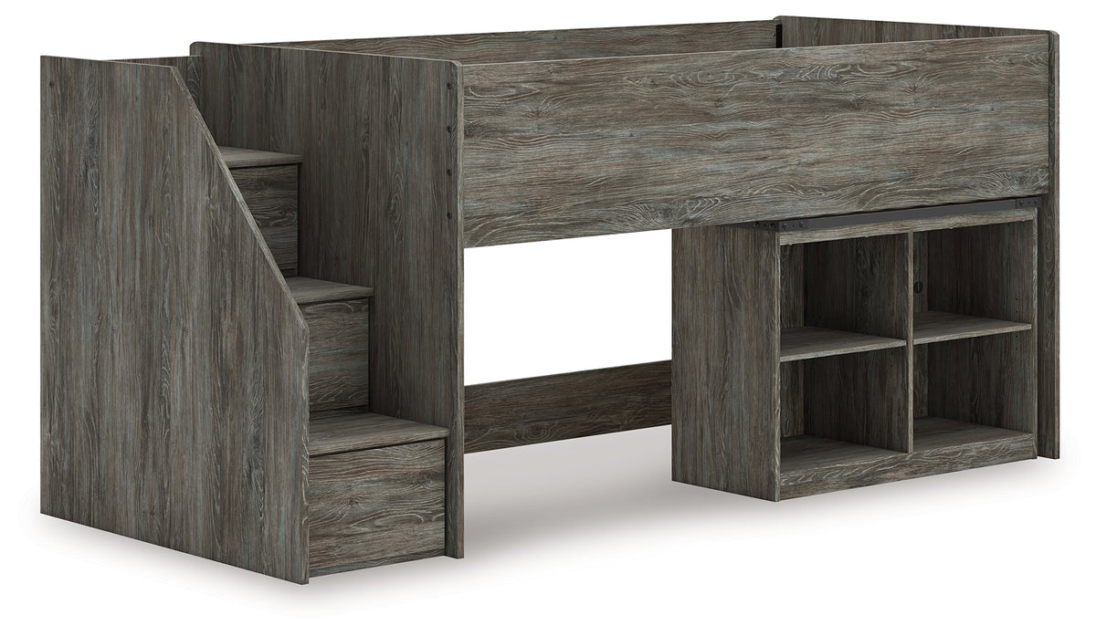Best Deals Furniture - Ashley Furniture - Frandern Twin Loft Bed with Bookcase Storage - Twin Loft Bed with Bookcase Storage / Warm Gray - B4480B25