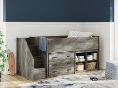 Best Deals Furniture - Ashley Furniture - Frandern Twin Loft  Bed with Bookcase and Drawer Storage - Twin Loft  Bed with Bookcase and Drawer Storage / Gray - B4480B16