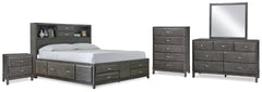 Best Deals Furniture - Ashley Furniture - Caitbrook Queen Storage Bed, Dresser, Mirror, Chest and Nightstand - Queen Storage Bed, Dresser, Mirror, Chest and Nightstand / Gray - B476B14