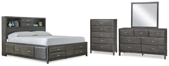 Best Deals Furniture - Ashley Furniture - Caitbrook Queen Storage Bed, Dresser, Mirror and Chest - Queen Storage Bed, Dresser, Mirror and Chest / Gray - B476B15