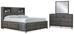 Best Deals Furniture - Ashley Furniture - Caitbrook Queen Storage Bed, Dresser and Mirror - Queen Storage Bed, Dresser and Mirror / Gray - B476B3