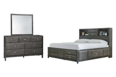 Best Deals Furniture - Ashley Furniture - Caitbrook California King Storage Bed, Dresser and Mirror - California King Storage Bed, Dresser and Mirror / Gray - B476B29