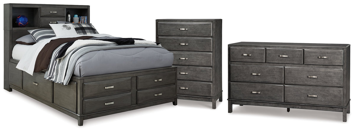 Best Deals Furniture - Ashley Furniture - Caitbrook Full Storage Bed, Dresser and Chest - Full Storage Bed, Dresser and Chest / Gray - B476B34