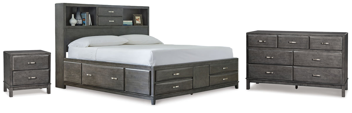Best Deals Furniture - Ashley Furniture - Caitbrook Queen Storage Bed, Dresser and Nightstand - Queen Storage Bed, Dresser and Nightstand / Gray - B476B37