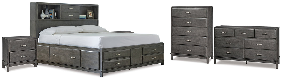 Best Deals Furniture - Ashley Furniture - Caitbrook Queen Storage Bed, Dresser, Chest and 2 Nightstands - Queen Storage Bed, Dresser, Chest and 2 Nightstands / Gray - B476B32