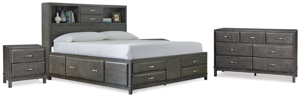 Best Deals Furniture - Ashley Furniture - Caitbrook Queen Storage Bed, Dresser and 2 Nightstands - Queen Storage Bed, Dresser and 2 Nightstands / Gray - B476B22