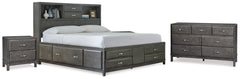 Best Deals Furniture - Ashley Furniture - Caitbrook Queen Storage Bed, Dresser and 2 Nightstands - Queen Storage Bed, Dresser and 2 Nightstands / Gray - B476B22