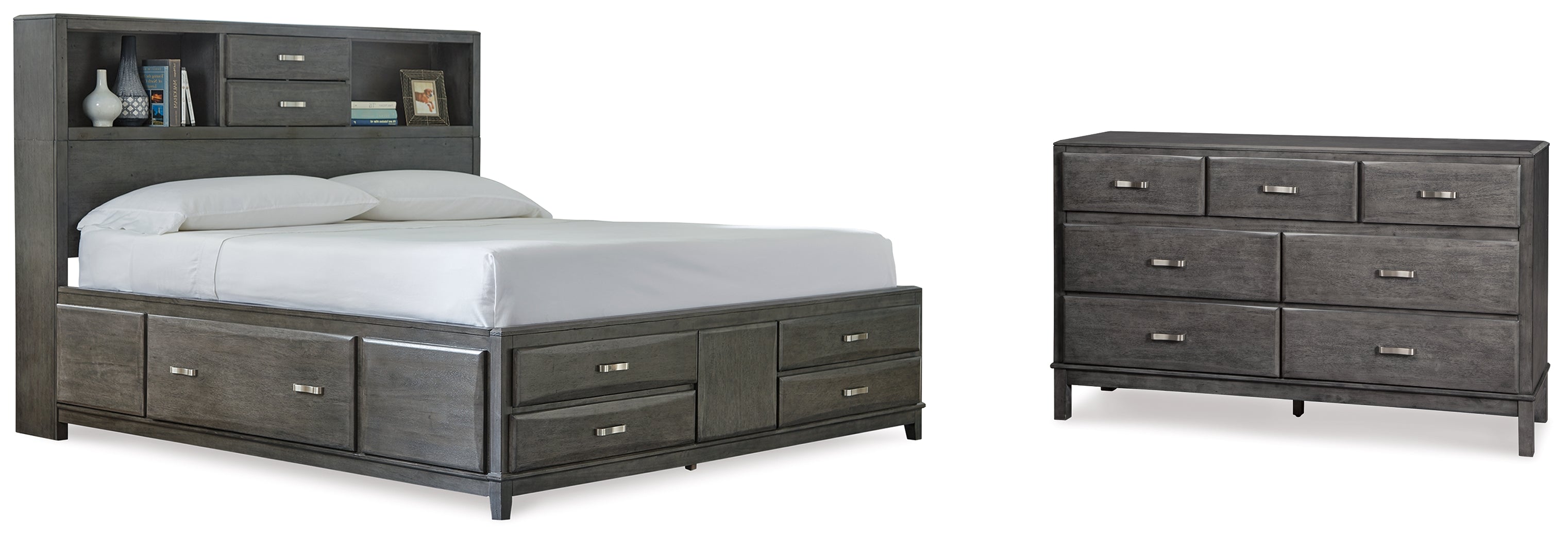 Best Deals Furniture - Ashley Furniture - Caitbrook Queen Storage Bed and Dresser - Queen Storage Bed and Dresser / Gray - B476B17