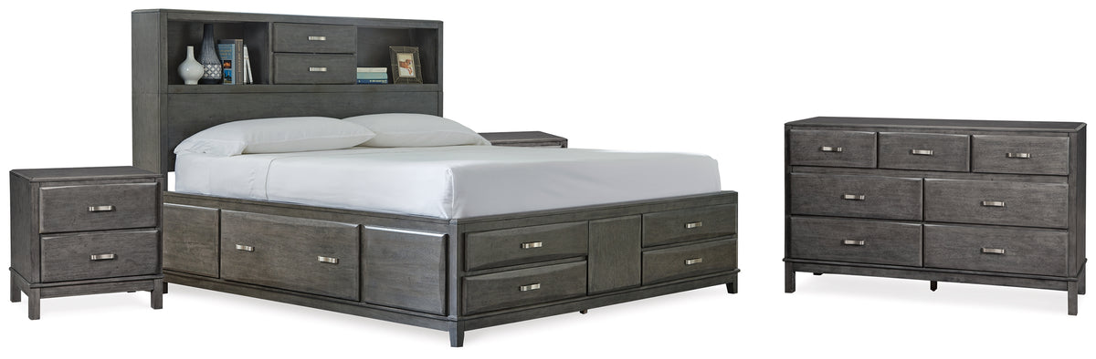 Best Deals Furniture - Ashley Furniture - Caitbrook California King Storage Bed, Dresser and 2 Nightstands - California King Storage Bed, Dresser and 2 Nightstands / Gray - B476B31