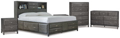 Best Deals Furniture - Ashley Furniture - Caitbrook King Storage Bed, Dresser, Chest and 2 Nightstands - King Storage Bed, Dresser, Chest and 2 Nightstands / Gray - B476B10