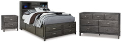 Best Deals Furniture - Ashley Furniture - Caitbrook Full Storage Bed, Dresser and Nightstand - Full Storage Bed, Dresser and Nightstand / Gray - B476B36