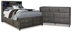 Best Deals Furniture - Ashley Furniture - Caitbrook Full Storage Bed and Dresser - Full Storage Bed and Dresser / Gray - B476B35