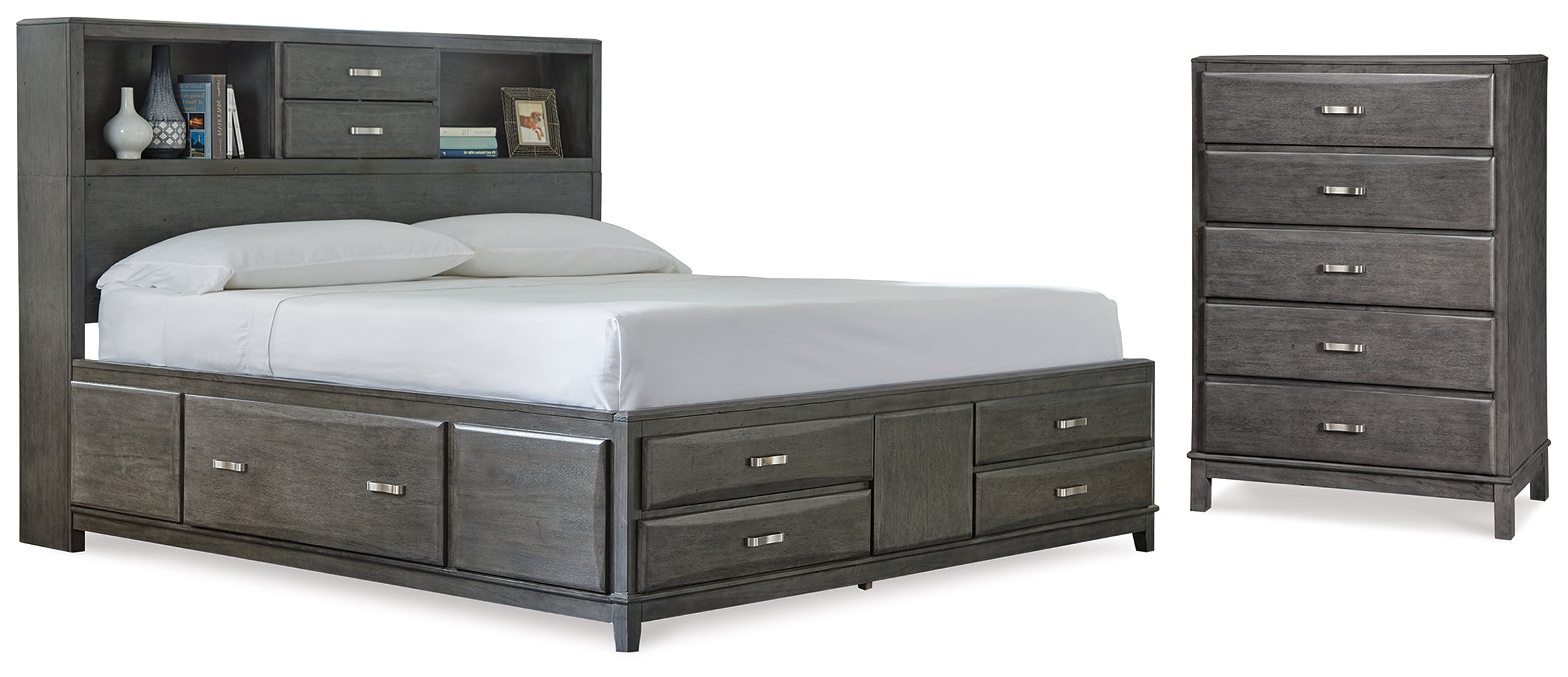 Best Deals Furniture - Ashley Furniture - Caitbrook Queen Storage Bed and Chest - Queen Storage Bed and Chest / Gray - B476B19