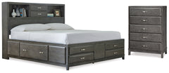 Best Deals Furniture - Ashley Furniture - Caitbrook Queen Storage Bed and Chest - Queen Storage Bed and Chest / Gray - B476B19