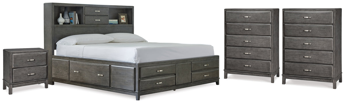 Best Deals Furniture - Ashley Furniture - Caitbrook Queen Storage Bed, 2 Chests and 2 Nightstands - Queen Storage Bed, 2 Chests and 2 Nightstands / Gray - B476B23