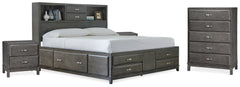 Best Deals Furniture - Ashley Furniture - Caitbrook King Storage Bed, Chest and 2 Nightstands - King Storage Bed, Chest and 2 Nightstands / Gray - B476B20