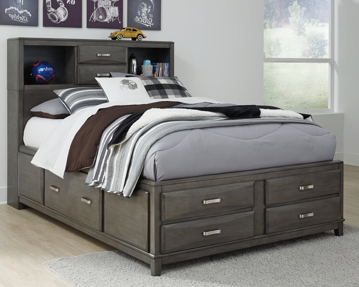 Best Deals Furniture - Ashley Furniture - Caitbrook Full Storage Bed with 7 Drawers - Full Storage Bed with 7 Drawers / Gray - B476B4