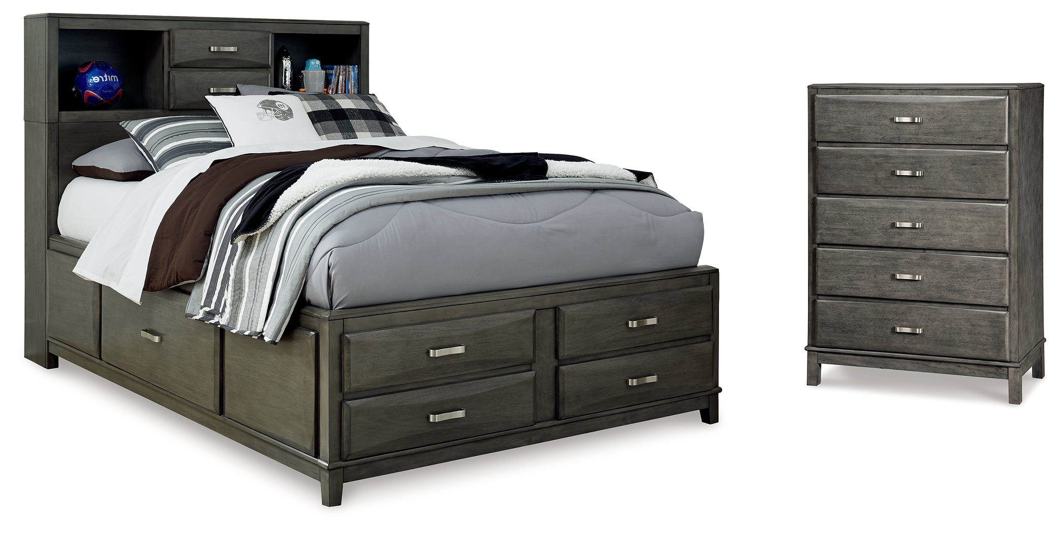 Best Deals Furniture - Ashley Furniture - Caitbrook Full Storage Bed and Chest - Full Storage Bed and Chest / Gray - B476B27